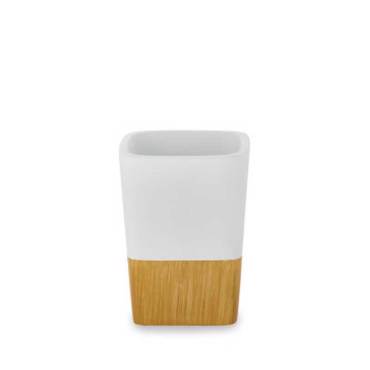 Import Hellas Ποτηροθήκη ΣΑΜΟΣ Resin/Μπαμπού Λευκή/Φυσική 0037-2719